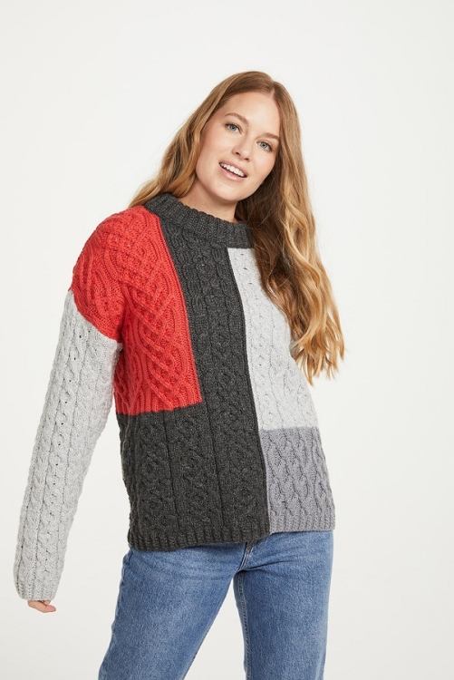 Damen Patchwork Sweater
