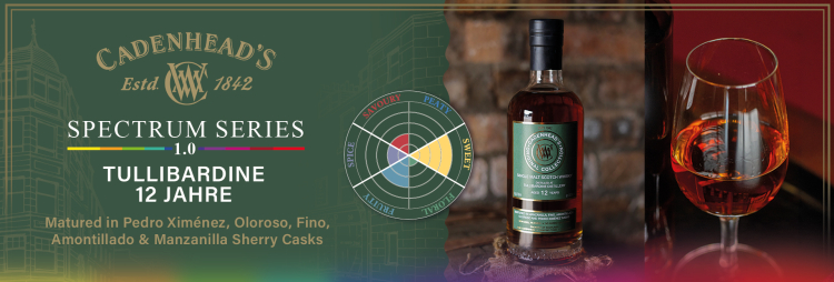 Preview: Tullibardine 12 Jahre Cadenhead’s Spectrum Series No. 1 - Matured in PX, Oloroso, Fino, Amontillado & Manzanilla Sherry Casks