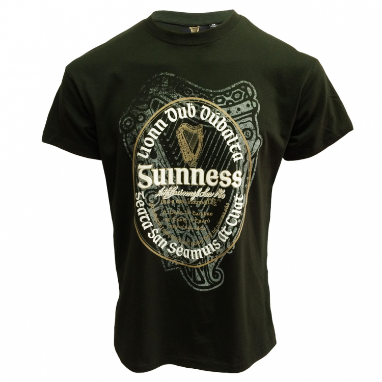 Guinness T-Shirt Irish Label Bottled Green