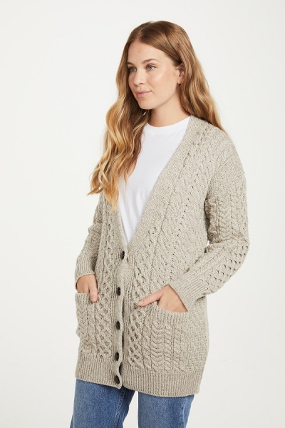 Damen Cardigan Aran Style